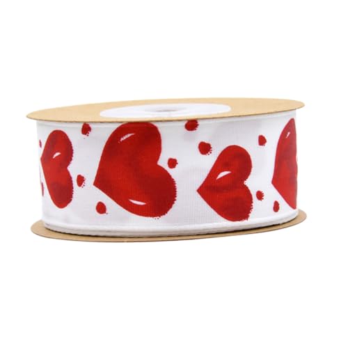 Gogogmee 1Rolle Hochwertiges Rotes Geschenkband mit Herzmuster Dekoratives Polyester Riband für DIY Geschenkverpackung und Hochzeitsdeko für Kreative Bastelprojekte und Romantische von Gogogmee