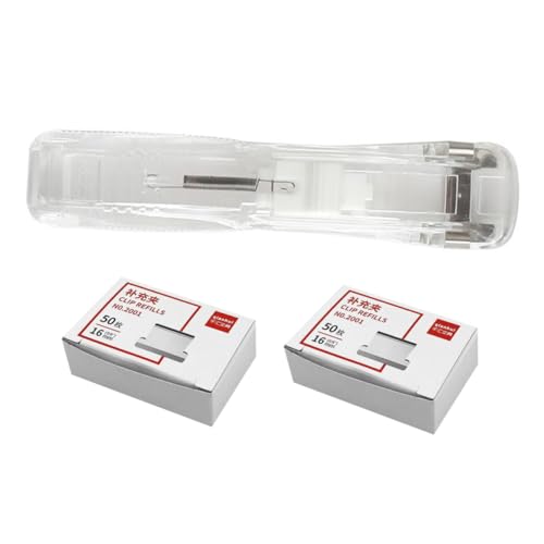 Gogogmee 1Satz Kreativer Clam Clip Spender mit Nachfüllclips Nahtloser Hefter für Dokumente Berichte und Präsentationen für Büro und Studium Transparentes Design Langlebig von Gogogmee
