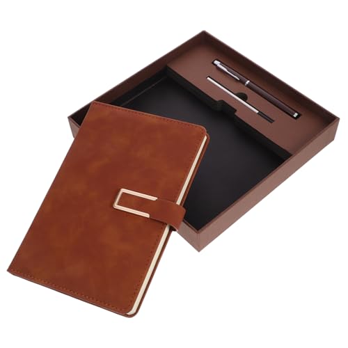 Gogogmee 1Satz Retro Notizblock Set mit Stift Business Konferenz Notizbuch Braunem PU für Büro Studium und Reisen Langlebig und Praktisch Gogogmee 1Satz Retro Notizblock Set mit Stift Business Konferenz Notizbuch Braunem PU für Büro Studium und Reisen Langlebig und Praktisch von Gogogmee