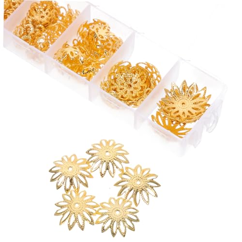 Gogogmee 2 Boxen Blumige Perlenkappen Boxen Legierungs blumenperlen Endkappen Schmuckzubehör für DIY Armband Ohrring Herstellung Langlebig Rostfrei Vielseitig für Kleine Perlen von Gogogmee