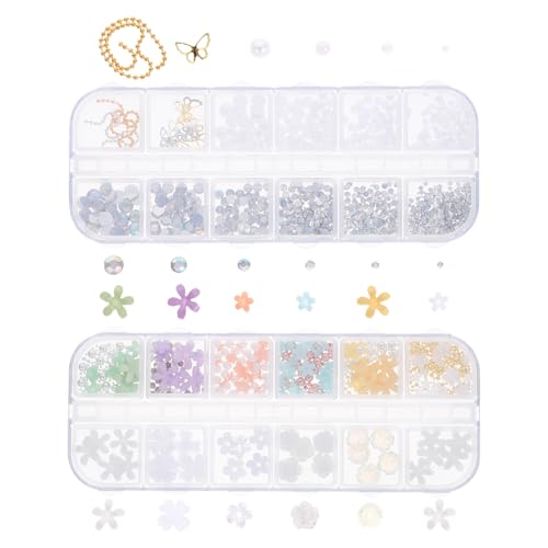 Gogogmee 2 Boxen Nagelkunst Charms Glitzernde Ab Perlen Ketten für Kreative Maniküre für DIY Nageldesign Partys und Besondere Anlässe von Gogogmee