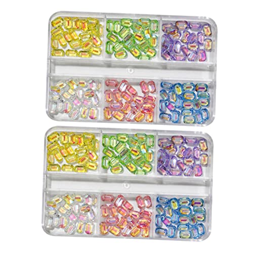 Gogogmee 2 Boxen Nail Art Diy Dekorationen Boxen mit Funkelnden Flachdiamanten für Maniküre Gemischte Designs für Fingernagelkunst von Gogogmee
