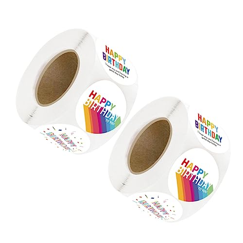 Gogogmee 2 Rollen Happy Birthday Aufkleber Selbstklebende Verpackungssticker für DIY Dekoration für Geburtstagsfeiern Umschläge und Geschenkverpackungen von Gogogmee