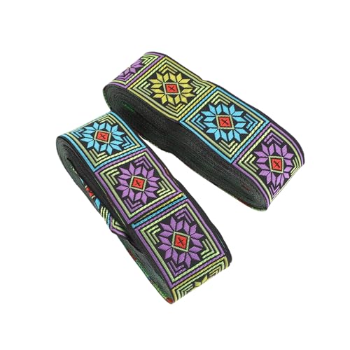 Gogogmee 2 Rollen Jacquard webband Breit Polyester seide Beständig und Fein Strukturiert Vielseitig für DIY bekleidung Taschen Kissenrand Hochzeitsschmuck und Kostüme Farbenfrohe Stickerei von Gogogmee