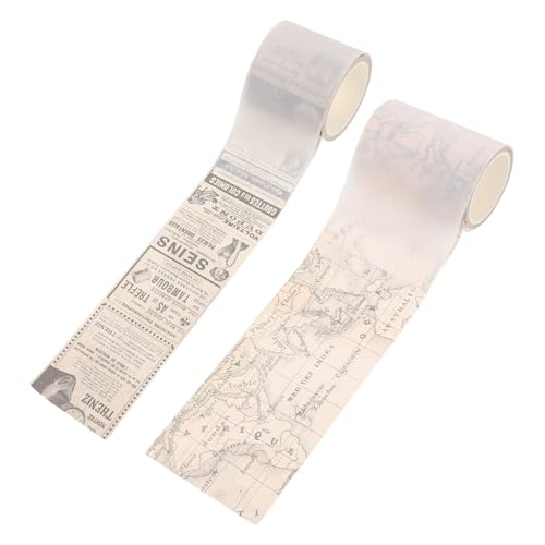 Gogogmee 2 Rollen Retro Washi Tape Breit Vintage DIY Klebeband mit Nostalgischem Zeitungs Kartenmuster für Scrapbooking Tagebuch Geschenk Partydekoration von Gogogmee