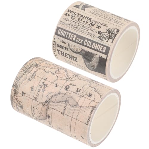 Gogogmee 2 Rollen Retro Washi Tape Vintage Dekoratives Klebeband für DIY Scrapbook Tagebuch Basteln mit Retro Zeitung und Karte Muster Breit Selbstklebend Vielseitig für Notizen und von Gogogmee