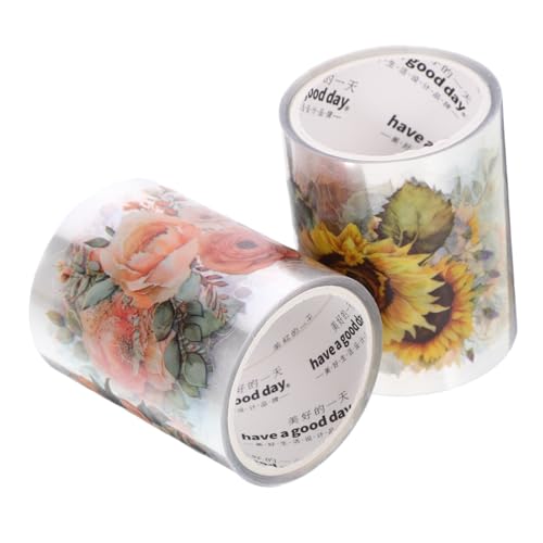 Gogogmee 2 Rollen Vintage Pet Washi Tape mit Sonnenblumen und Orangenduft Rosen Dekoratives Scrapbooking Klebeband für Journal Zubehör Selbstklebend Reißbar Vielseitig für DIY Gogogmee 2 Rollen Vintage Pet Washi Tape mit Sonnenblumen und Orangenduft Rosen Dekoratives Scrapbooking Klebeband für Journal Zubehör Selbstklebend Reißbar Vielseitig für DIY von Gogogmee