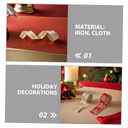 Gogogmee 2 Rollen Weihnachtsband mit Drahtkante Farben Rot und Khaki Flexible DIY Bastelband für Kränze Schleifen Geschenkverpackungen und Festliche Dekorationen Ausreichende für von Gogogmee