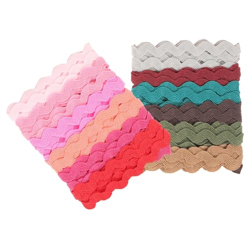 Gogogmee 2 Rollen Wellenförmiges Stoffband Dekoratives Geschenkband für DIY Hochzeits und Party Dekoration Robust und Farbenfroh für Kleidung Vorhänge und Bastelprojekte von Gogogmee