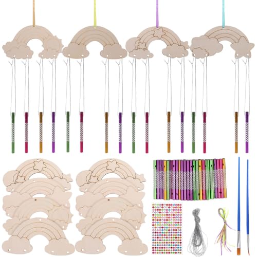 Gogogmee 2 Sätze DIY Holz Windspiel Set Unfertige Regenbogen Windglocken mit Bänder und Stifte für Kreative Bastelprojekte für Garten und Wohnraumdekoration Gogogmee 2 Sätze DIY Holz Windspiel Set Unfertige Regenbogen Windglocken mit Bänder und Stifte für Kreative Bastelprojekte für Garten und Wohnraumdekoration von Gogogmee