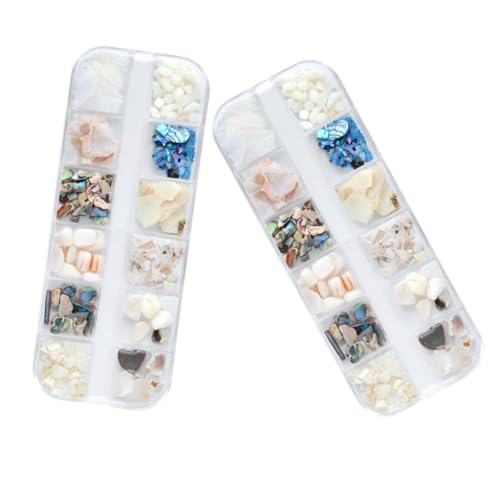 Gogogmee 2 Sätze Natürliche Muschelflocken Nageldekoration Langlebige Leichte Nail Art Ornamente Modisch Kreativ für Damen DIY Maniküre Eleganter Nagelschmuck Zubehör von Gogogmee