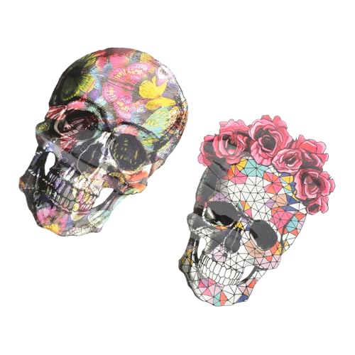 Gogogmee 2 Stk. Halloween Bügelbilder Set Schädel Motiv Aufnäher Patch Kleidung DIY Applikation für Kostüm Dekoration von Gogogmee