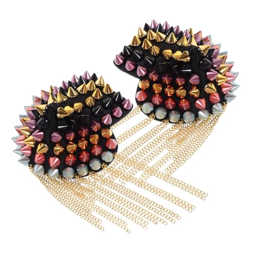 Gogogmee 2 Stück Bunte Punk Nieten Quasten Schulterklappen Dekorative Schulterepauletten mit Ketten Modische Kostüm Accessoires für Frauen Einfach Anzubringen Vielseitig für Uniformen und Gogogmee 2 Stück Bunte Punk Nieten Quasten Schulterklappen Dekorative Schulterepauletten mit Ketten Modische Kostüm Accessoires für Frauen Einfach Anzubringen Vielseitig für Uniformen und von Gogogmee