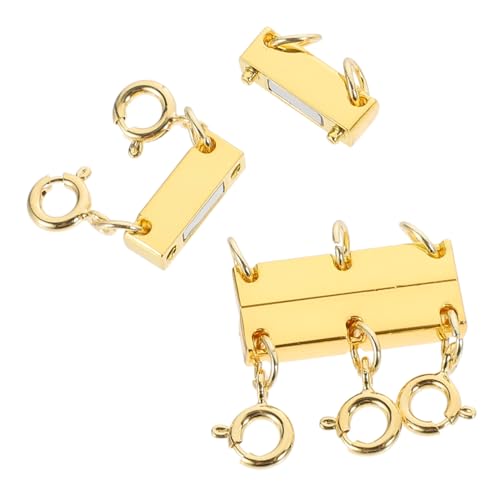 Gogogmee 2 Stück Goldene Magnetverschluss Kettenverbinder für Mehrlagige Halsketten und Armbänder DIY Schmuckverschluss Verhedderungsfreier Schmuckverbinder für Bastler von Gogogmee