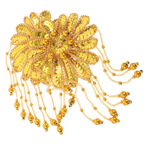 Gogogmee 2 Stück Goldene Modische Schulter-epaulette mit Bestickten Pailletten Handgefertigte Blumen-applikation Weiche Leichte Fransen-schulterpolster für Kostüm Cosplay Bühnenauftritte von Gogogmee