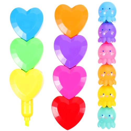 Gogogmee 2 Stück Kawaii Textmarker im Octopus Design Niedliche Marker Stifte für Schule und Büro Farben Leicht und Handlich für Wichtige Informationen Süßes für Studenten von Gogogmee