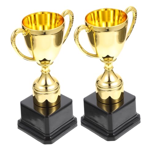 Gogogmee 2 Stück Kleine Plastik Trophäen Goldene Trophäen für Partygeschenk und Belohnung für Wettbewerbe Sicher und Praktisch für Klassenräume und Feste von Gogogmee