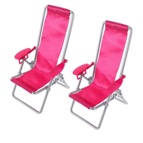 Gogogmee 2 Stück Miniatur Klappbarer Strandstuhl Realistische Puppenhaus Deko Leichtes Kompaktes Mini Möbel für DIY Basteln und Mikrolandschaft von Gogogmee