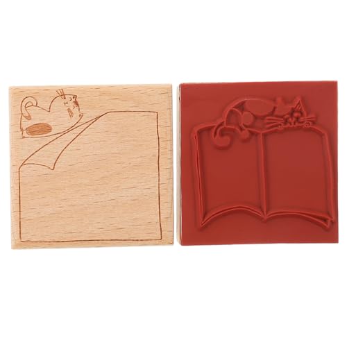 Gogogmee 2 Stück Retro Holzstempel Teilig mit Katzenmotiv Kreative Handliche Notizstempel für DIY Scrapbooking Journal und Planer Verspielte Cartoon Rahmen für Individuelle Gestaltung von Gogogmee