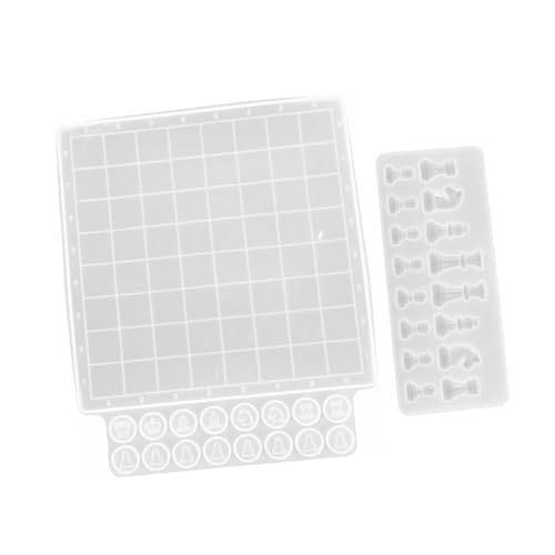 Gogogmee 2 Stück Silikonform Schachbrett und Figuren Set Epoxidharz Gießform DIY Handarbeit Geschenke für Schachliebhaber und Bastler von Gogogmee