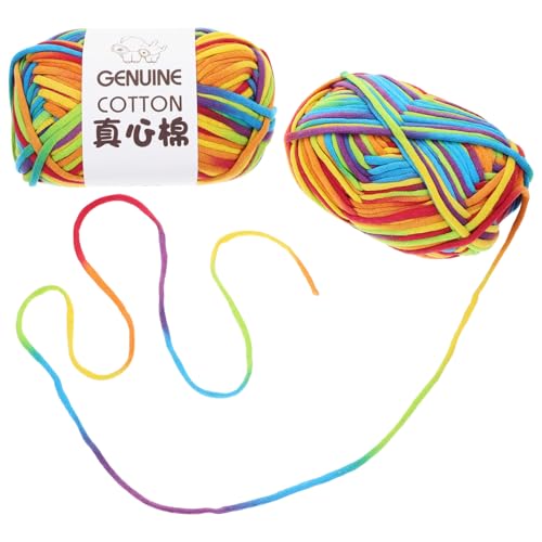 Gogogmee 2 Stück Teiliges Farbverlaufsgarn Regenbogenfarben Weiches Baumwollgarn Vielseitiges Hautfreundliches Strick Häkelgarn für Schals Pullover Mützen Langlebiges DIY von Gogogmee