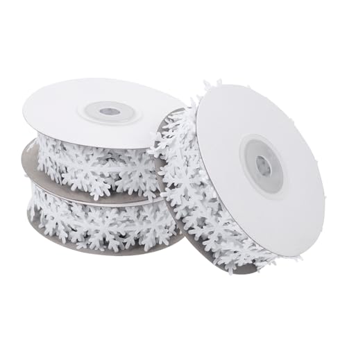 Gogogmee 2 Stück Weihnachtliche Geschenkband Schneeflockenmuster Weiß Glänzend Teiliges Dekoratives Geschenkverpackungsband für Weihnachtsdeko und Partygestaltung von Gogogmee