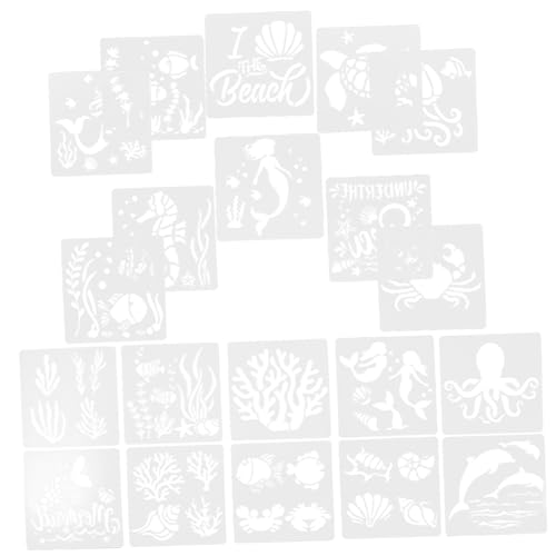 Gogogmee 20 Blatt Meeresbewohner Malschablonen Wiederverwendbare Schablonen für DIY Malerei Holz Möbel und Mehr Multifunktionale Kreative Vorlagen Robustem Pet von Gogogmee