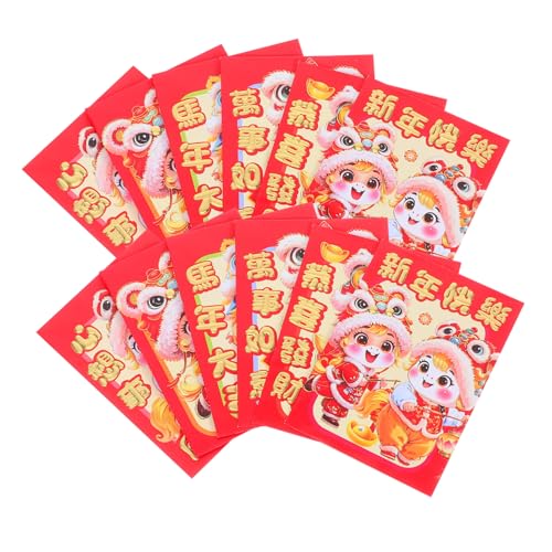 Gogogmee 20 Stück Rote Umschläge Jahr Des Pferdes Cartoon Hongbao Für Chinesisches Neujahr Geburtstagsfeier Traditionelle Geldumschläge Für Frühlingsfest Geschenkverpackung von Gogogmee