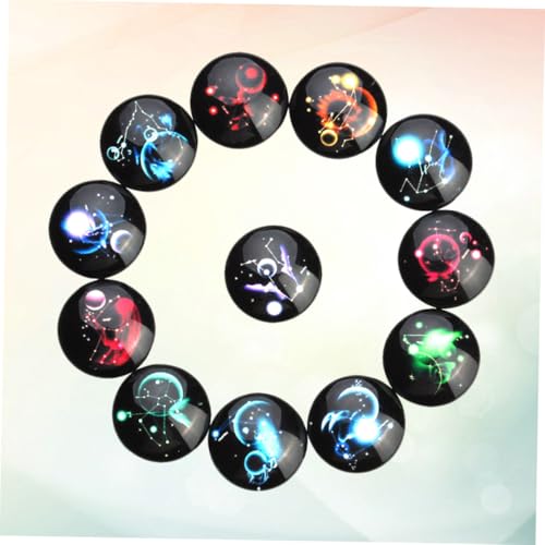 Gogogmee 20 Stück Runde Glas cabochons mit Sternenhimmel muster Bunte DIY Schmuckzubehör Halbrund Flach Rückseite Geeignet für Ohrringe Manschettenknöpfe und Bastelarbeiten von Gogogmee