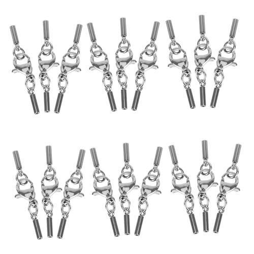 Gogogmee 20 Stück Teiliges Edelstahl Lederband Verschluss mit Robustem Karabinerverschluss für Schmuckherstellung Loch Geeignet für Armband Halskette DIY Schmuckzubehör von Gogogmee