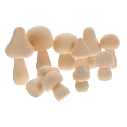 Gogogmee 20 Stück Teiliges Holzpilze zum Basteln Naturbelassen Miniatur Dekorationen aus Unbehandeltem Holz DIY Bastelset mit Spitzen und Runden Formen für Heimdeko und Kreative Projekte von Gogogmee