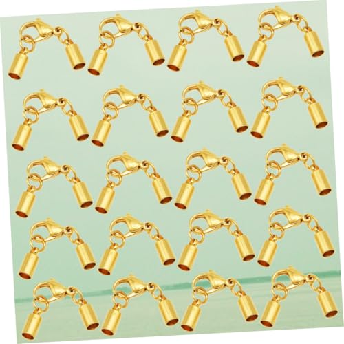 Gogogmee 20 Stück Teiliges Lederband Verschluss Langlebiger Schmuckverschluss mit Loch Einfacher Lobster Karabiner für Armband Halskette DIY Schmuckherstellung Goldfarben von Gogogmee
