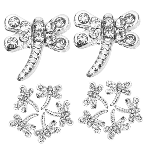 Gogogmee 20 Stück Teiliges Nageldekor Libellen charms aus Langlebiger Legierung Funkelnde Nail Art Schmucksteine für DIY Maniküre Geeignet für Fingernägel Selbstklebend zum Nageldesign von Gogogmee