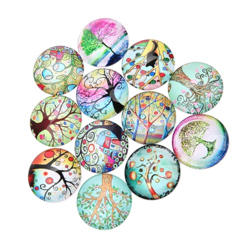 Gogogmee 20 Stück Teiliges Runde Glasaufkleber DIY Schmuckmaterial mit Stilvollem Baum motiv Langlebige Glas cabochons für Schmuck Uhren Dekorationen und Kreative Bastelprojekte von Gogogmee