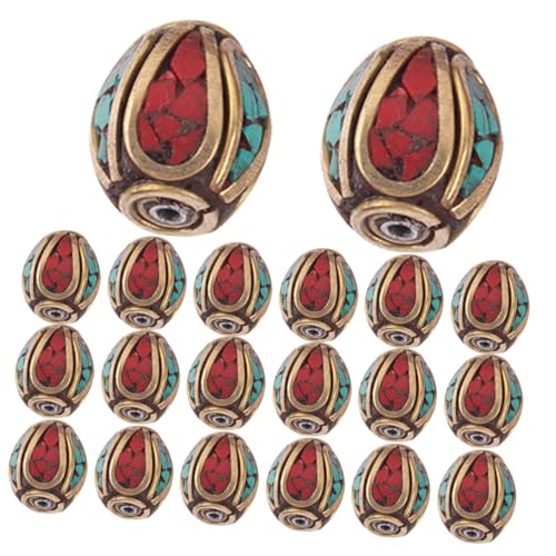 Gogogmee 20 Stück Teiliges Tibetische Spacer Perlen aus Messing mit Grünem Türkis Handgefertigte Lose Buddha Perlen für DIY Schmuckherstellung Große Lochgröße Geeignet für Halsketten und Gogogmee 20 Stück Teiliges Tibetische Spacer Perlen aus Messing mit Grünem Türkis Handgefertigte Lose Buddha Perlen für DIY Schmuckherstellung Große Lochgröße Geeignet für Halsketten und von Gogogmee