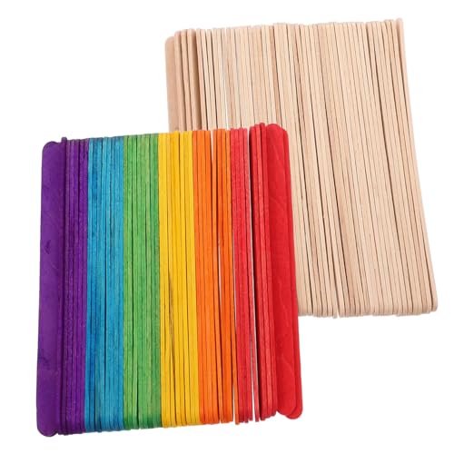 Gogogmee 200 Stück Teiliges Buntes Holzstäbchen zum Basteln Verlängerte Eisstiele Regenbogenfarben Vielseitig für Diy Kunstprojekte Kreative Gestaltung für Schule und Zuhause von Gogogmee