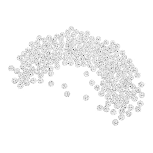 Gogogmee 200 Stück Weiße Glänzende Disco-kugel Strassperlen aus Polymer Clay Funkelnde Shamballa Rundperlen Lose Spacer Beads für Schmuckherstellung Armband Halskette DIY Zubehör von Gogogmee