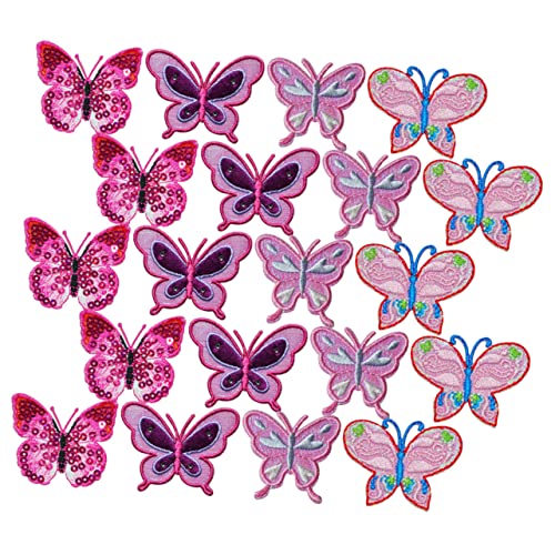 Gogogmee 20Stücke Schmetterlings Patches für DIY Kleidung Bunte Stickerei Aufnäher für Shirts Jacken Hüte und Taschen zum Reparieren und Verschönern von Gogogmee