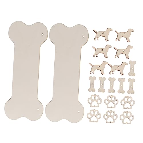 Gogogmee 20Stücke Teiliges DIY Holzschild Set Hängende Hundeknochen Plaques mit Fußabdrücken und Hundemotiven Dekorationen und Bastelprojekte von Gogogmee