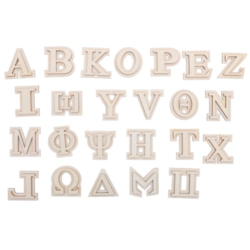 Gogogmee 24 Stück Teiliges Doppellagiges Holz Griechisches Alphabet Unbehandelte Buchstaben für DIY Wandkunst Basteln Familienaktivitäten Langlebige Holzbuchstaben für Kreative von Gogogmee