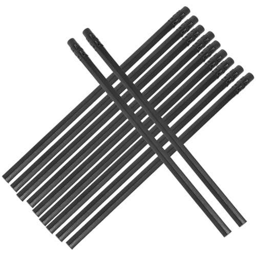 Gogogmee 24Stücke Schwarze Holzbleistifte mit Radiergummi für Ergonomisches Design für Künstler Zeichnen und Skizzieren Tragbar und Leicht zu Verstauen von Gogogmee