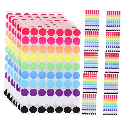Gogogmee 25 Blatt Bunte Selbstklebende Punktetiketten Runde Aufkleber für Büro Heimorganisation und Dekoration Ablösbar und Rückstandsfrei Beschriftbar mit Marker Gogogmee 25 Blatt Bunte Selbstklebende Punktetiketten Runde Aufkleber für Büro Heimorganisation und Dekoration Ablösbar und Rückstandsfrei Beschriftbar mit Marker von Gogogmee