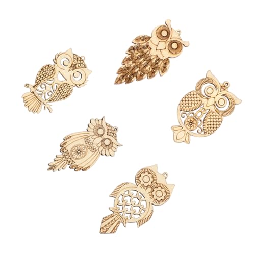Gogogmee 25 Stück Teiliges Holzanhänger mit Cartoon Eulen Motiven Langlebige DIY Holzschmuck Pendents zum Aufhängen Natürliche Holzornamente für Bastelarbeiten und Halloween Dekoration von Gogogmee