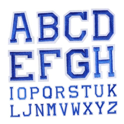 Gogogmee 26 Stück Teiliges Bügelbuchstaben Polyester Gestickte Alphabet Patches zum Aufbügeln für Kleidung Taschen Hüte Schuhe Einfache DIY Dekoration und Reparatur Dunkelblaue Buchstaben von Gogogmee