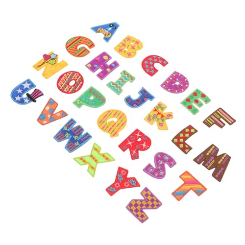 Gogogmee 26 Stück Teiliges Bunte Buchstaben Patches zum Aufbügeln und Annähen Bestickte Stoffaufnäher mit Flexiblem Rand Vielseitig für Kleidung Rucksäcke und DIY bastelarbeiten von Gogogmee