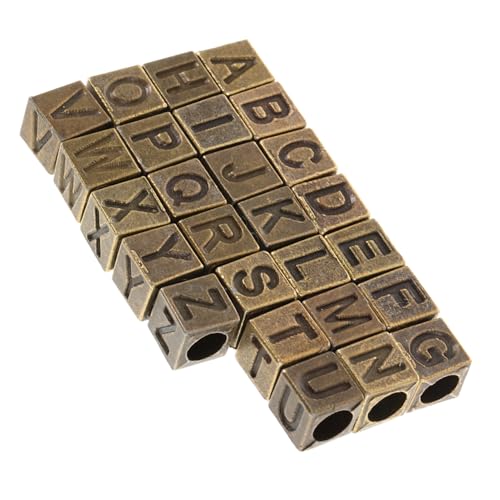 Gogogmee 26 Stück Vintage Buchstaben Perlen für Diy Schmuckherstellung A Z Alphabet Würfelperlen mit Großem Loch für Armbänder und Kreative Bastelprojekte von Gogogmee