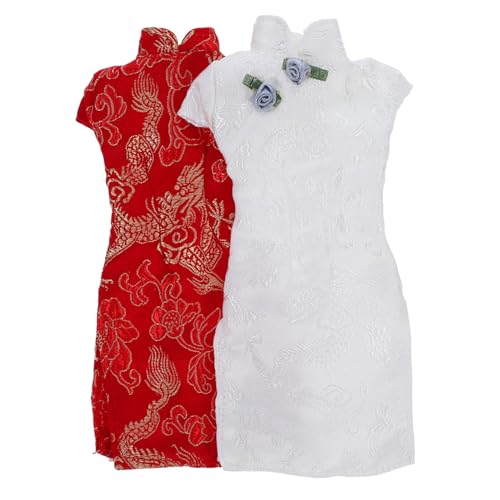 Gogogmee 2Stücke Puppen Cheongsam Kleidung Chinesischer Stil Wiederverwendbares Outfit für Puppen Geeignet für Kreative Rollenspiele für Puppenliebhaber von Gogogmee