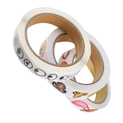 Gogogmee 3 Rollen Selbstklebende Augen Nasen Mundaufkleber Schwarz weiße Cartoon Motive Kreative DIY Sticker für Basteln Collagen Langlebige Papieraufkleber ohne Kleber von Gogogmee