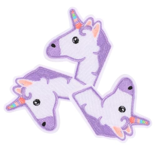 Gogogmee 3 Stück Einhorn Stoff Patches DIY Aufnäher für Kleidung Taschen und Bücher Langlebig und Sicher für Kreative Bastelprojekte Lustige und Süße Einhorn Dekorationen von Gogogmee