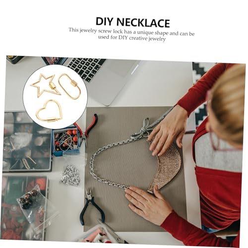 Gogogmee 3 Stück Langlebige Schraubverschluss Karabiner Schmuckverbinder aus Kupfer Vielseitig für DIY Halsketten Armbänder Schlüsselanhänger und Taschen Verschiedene Geometrische Designs von Gogogmee